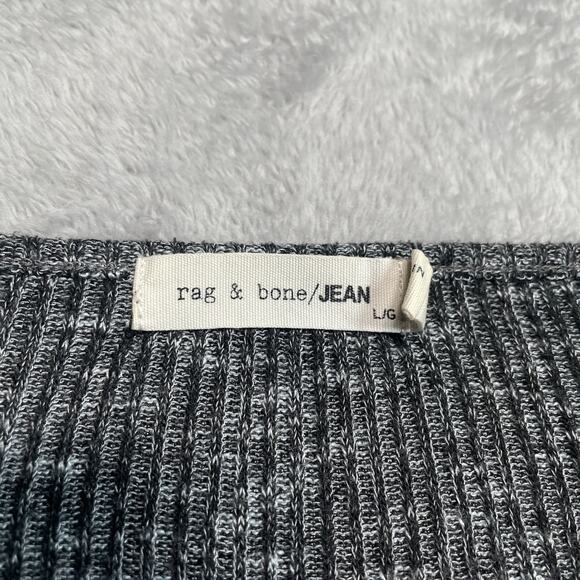 Rag Bone Jean Sweater Womens Large Grey Lightweight Ribbed V Neck Soft Casual - Picture 3 of 6